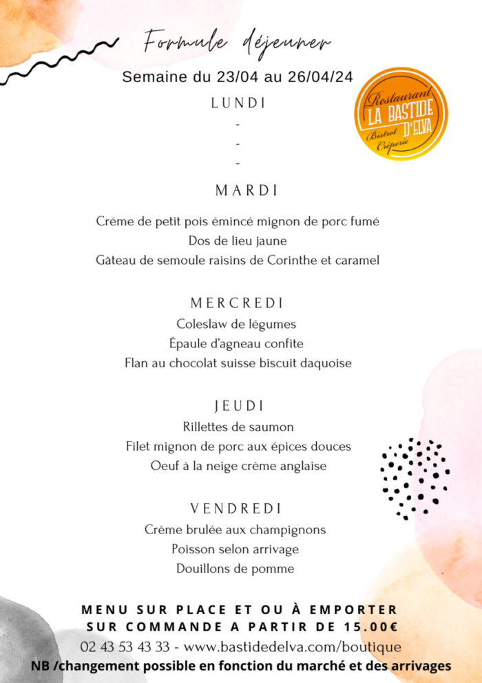 La Bastide Delva Restaurant Bistronomique En Mayenne 53 La Bastide Delva Restaurant Laval Menu Du 23 Au 26 Avril